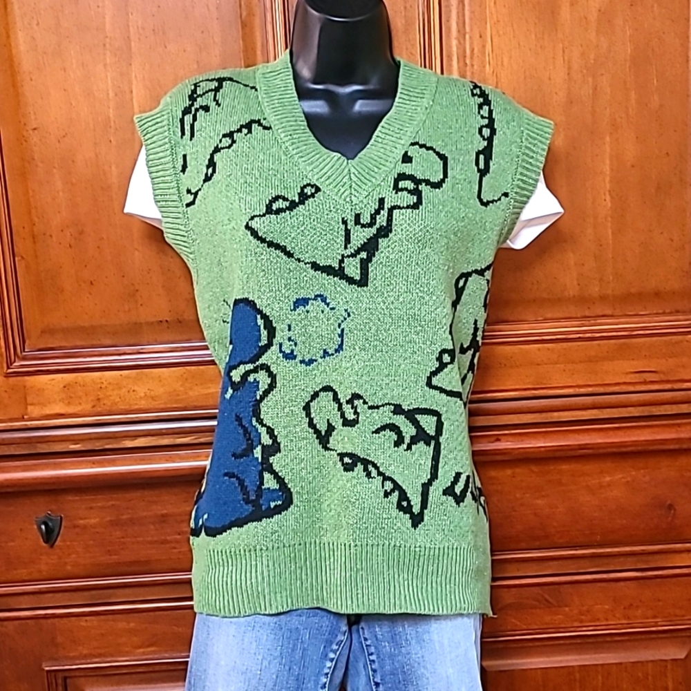 Oversized Dino Sweater Vest